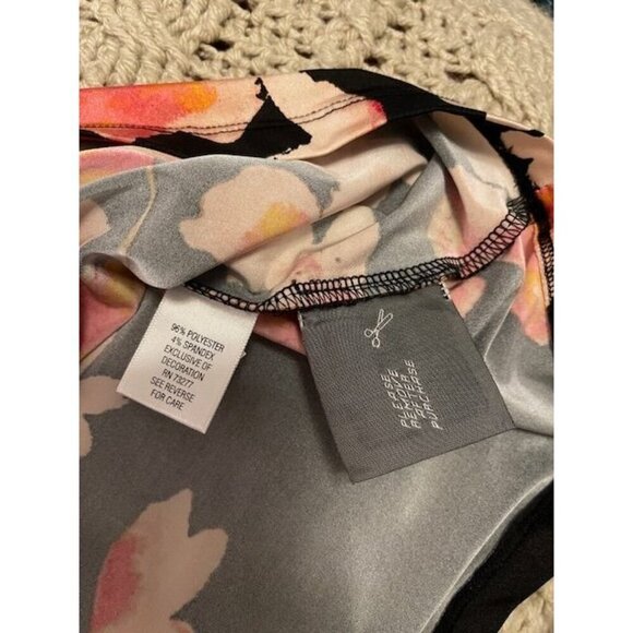 Dana Buchman Black Tie With Pink‎ Floral Dress OX Polyester & Spandex - Picture 7 of 13